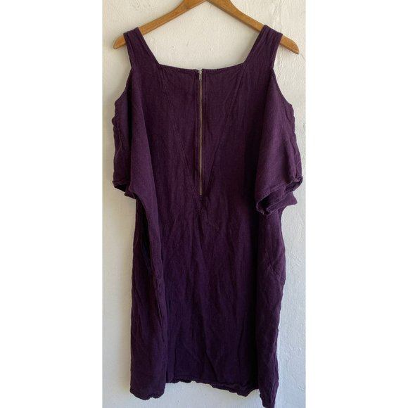 Soft Surroundings Top Emelia 1X Purple Linen Blend Cold Shoulder Lagenlook - Picture 7 of 10